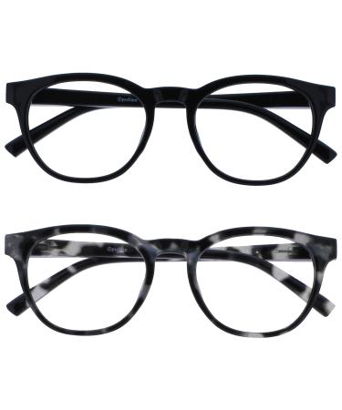 Opulize Blu - Reading glasses Blue light filter 2 Series Pack Cool Frame Feder hinges improve the sleep computer gaming anti -reflective men BB5-13 +2.00 diopters black / gray black turtle