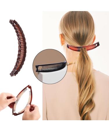 Banana Hair Clip 4 PCS Banana Clip Banana Clips for Hair Beauty Fashion Accessories Ponytail Holder Clip for Girls and Ladies with Various Hairstyles Double Banana Clip Set - Buy Online on GoSupps.com