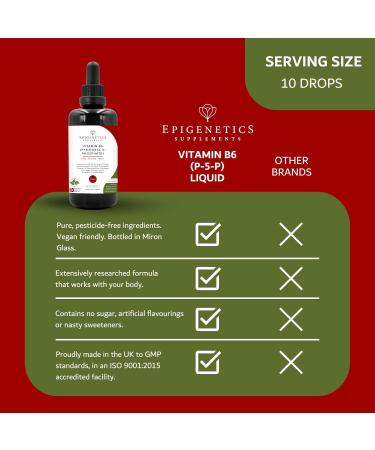 Vitamin B6 (P5P) 100ml | Pyridoxal-5-Phosphate 2300mcg | UK Made Vegan Friendly Liquid |10 Drops Daily (133 Servings) 133 count (Pack of 1) - Buy Online on GoSupps.com