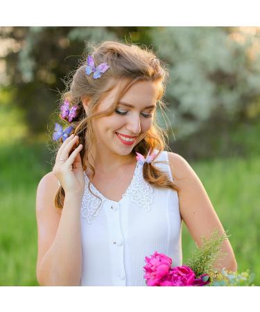 20pcs Moving Butterfly Hair Clips | Realistic Colorful 90s Hair Accessories - Blue, Pink, Purple | for Women and Girls - Buy Online on GoSupps.com