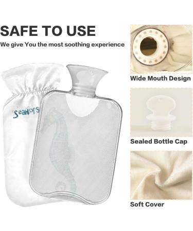 NAANLE Seahorse Design Watercolor Hot Water Bottle | 1L Transparent Thermal Therapy for Bed Hands & Feet | Ideal for Heat & Cold Relief - Buy Online on GoSupps.com
