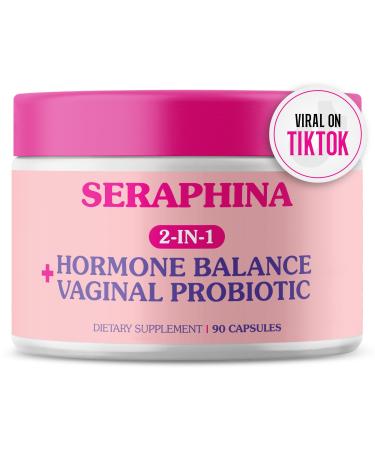Seraphina Vaginal Probiotics 2-in-1 for Women + Hormone Balance - 90 Capsules Complete Feminine Care PMS & Urinary Tract Health Prebiotic Blend 10 Billion CFU 6 Strains (90 Count (Pack of 1)) 30 Count (Pack of 1)
