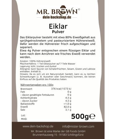 Buy MR. BROWN 500g Egg White Powder - Pasteurized Perfect for Cooking & Baking International Shipping Available - Buy Online on GoSupps.com