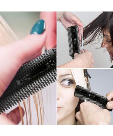 3 Pieces Razor Comb & 10 Pieces Thinning Scissors Set - Double Edge Hair Cutting Tool (Black) - International Shipping Available - Buy Online on GoSupps.com