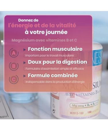 WELLNESS OPTI Magnesium with Vitamins B and C: Advanced Supplement 180 Tablets Optimal Combination for Energy and Daily Wellness Magnesium Synergistic Formula Vitamin C and B. - Buy Online on GoSupps.com