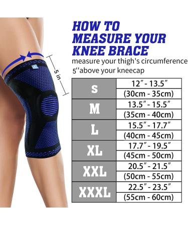Abyon Knee Brace for Men & Women - XL Knee Support for Meniscal Tear Arthritis ACL MCL with Patella Gel Pads & Spring Stabilizers (Blue) - Buy Online on GoSupps.com