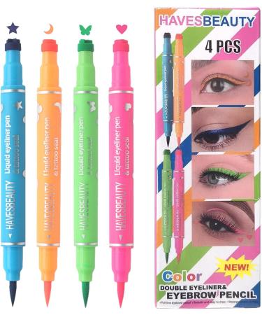 Liquid Eyeliner Pen Waterproof 4 Color Eyeliner Pen with Star Moon Butterfly and Heart Stamps Eye Makeup Tool for Party Long Lasting Liquid Eyeliner - Buy Online on GoSupps.com