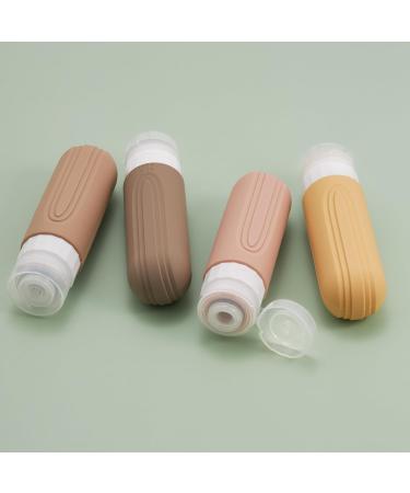 Essential Sphere Silicone Travel Bottles Set - 4x90ml BPA-Free Refillable with Transparent Bag - Perfect for Hand Luggage - Brown Tones - Buy Online on GoSupps.com