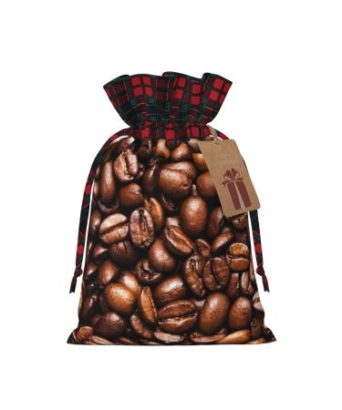 Funny Roasted Coffee Beans Christmas Fabric Gift Bags For Party Favors Giving Goody Bags Black 1 count (Pack of 1)