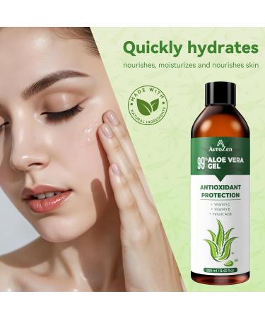 Aero Zen 99% Natural Aloe Vera Gel | Daily Hydration & After-Sun Relief | Lightweight Alcohol-Free Formula Deeply and Quickly Soothes Skin Suitable for Face/Body/Hair - 8.45 fl oz 8.45 Fl Oz (Pack of 1) - Buy Online on GoSupps.com