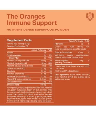 Proper The Oranges Nutrient-Dense Superfood Powder for Immune Support & Gut Health - Elderberry Vitamin C Zinc & Echinacea Supplement Complex Enhanced with Probiotic Digestive Blend 30 Servings - Buy Online on GoSupps.com