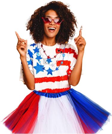 Patriotic Hairy Headbands - Set of 4 Red Blue White Crazy Hair Headbands for Adults | Independence Day 4th of July Costume Accessories - Buy Online on GoSupps.com