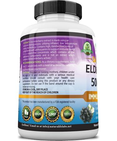 Sambucus Elderberry 5000mg Super Concentrated with Vitamin C & Zinc - Immune Support Supplement | 90 Veggie Capsules - Buy Online on GoSupps.com