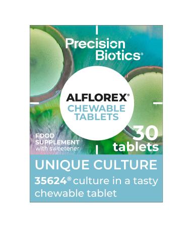 Alflorex Chewable Tablets Daily Gut Health Probiotics - Contains Bifidobacterium Longum Bacterial Culture Strain 35624 Ages 3+ - Strawberry & Banana Flavour - 30 Tablets.