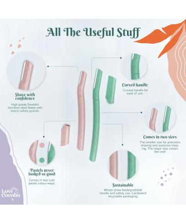 Love Cocobo | Dermaplaning Blades for Face | Eyebrow Razor | Face Razors for Women | Facial Hair Remover for Women | Peach Fuzz Remover | Brow Shaver | 6 Pcs 2 Sizes Eco Biodegradable Dermaplane Tool - Buy Online on GoSupps.com