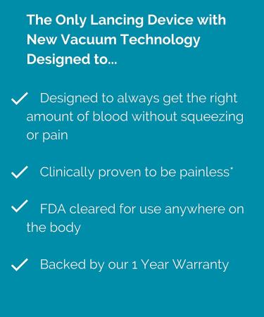 Genteel Plus Painless Lancing Device with Vacuum Technology for Pain-Free Blood Draw - Blood Glucose & Ketone Testing Kit in Butterfly Blue | Diabetes Blood Sugar Monitor - Buy Online on GoSupps.com