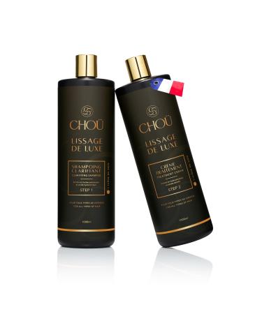 Lissage br silien Kit professionnel Sans Formol aux actifs naturels-Lissage k ratine- avec Shampoing clarifiant-Convient femmes enceintes et enfants Fabriqu en France 1L Kit 1L