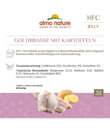 Almo Nature HFC Jelly Dorade with Potatoes - Premium Wet Food for Adult Cats - 24x70g Packs - International Shipping Available - Buy Online on GoSupps.com