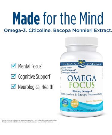 Nordic Naturals Omega Focus - 1280 mg, 60 Soft Gels - Optimal Brain Health Supplement - Buy Online on GoSupps.com