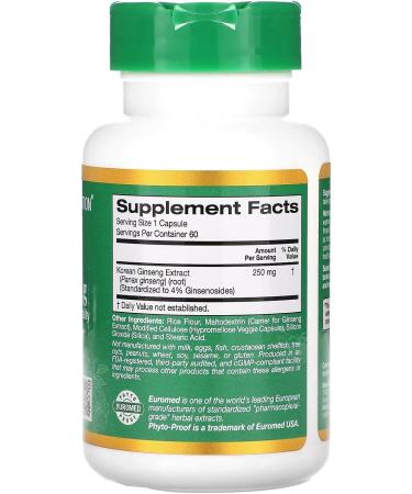 EuroHerbs Panax Ginseng Extract Compatible With California Gold Nutrition Euromed Quality 250 mg 60 Veggie Capsules + Bonus Pill Organizer Weekly Pill Organizer Mini - Buy Online on GoSupps.com