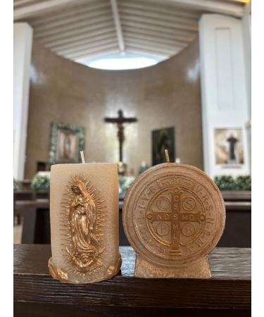 Virgen De Guadalupe Scented Candle - Rose Fragrance | Religious Prayer Candle for Baptism Wedding & Gifting - Elegant White & Gold Design - Buy Online on GoSupps.com