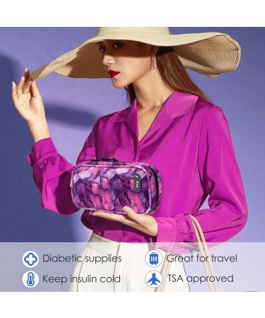 Youshares Insulin Cooling Bag - Large Capacity Diabetes Bag with 2 Cooling Packs | Marble Violet - 21x11.5x6cm | Keep Medications Safe & Cold - Buy Online on GoSupps.com