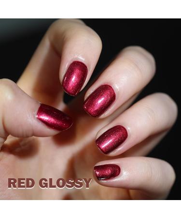 Red Nail Polish - 6ml Glitter Nail Varnish Sparkly Nail Polish Quick Dry & Long Lasting Red Polish Non Toxic Formula Nail Paint Manicure Nail Gel for Women DIY at Home No Need Cure VC01 - Buy Online on GoSupps.com