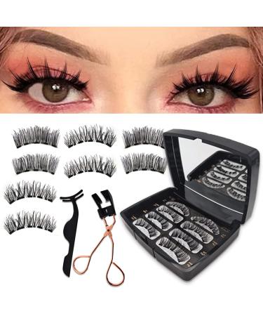 Magnetic Eyelashes without Eyeliner  Reusable Soft Magnets False Eyelashes Natural Look Lashes 3D Dual Magnets Extension Soft individual False Eyelashes No Glue With Tweezers for Women Makeup