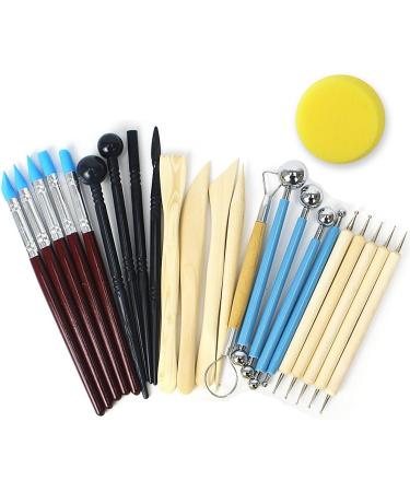 RUBFAC 24pcs Clay Tools Set for Polymer Clay Sculpting and Pottery - Modeling, Air Dry, Ball Stylus, Dotting, Rock Painting Kit - Buy Online on GoSupps.com