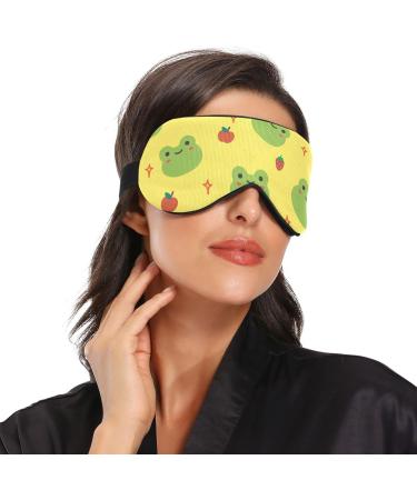 Haskirky Light Blocking Breathable Eye Mask for Adults - Adjustable for Travel, Yoga, Meditation - Cute Frog and Fruit Design - Buy Online on GoSupps.com