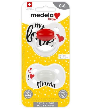 Medela Baby Pacifier 0-6 Months - My Love (Day & Night) - Pack of 2