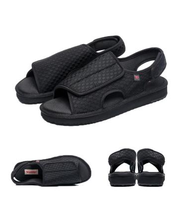 Diabetic Shoes Upper Can be Fully Opened and Adjustable Suitable for Fat Wide and Swollen Feet Summer Black (Women 7)