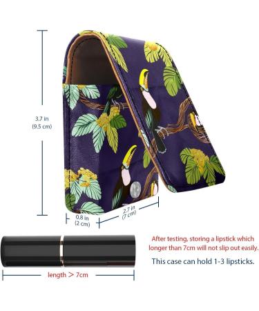 Travel Lipstick Organizer Case - Portable Makeup Bag with Mirror | Branch Leaves Clouds Toucan Design - International Shipping Available - Buy Online on GoSupps.com