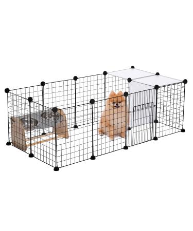 PAWZ Road Pet Playpen, DIY Small Animals Cage Portable Wire Fence with Black Resin Panels for Small Animals Puppies Kitties and Rabbits Yard Fence for Indoor/Outdoor Use 15 panels