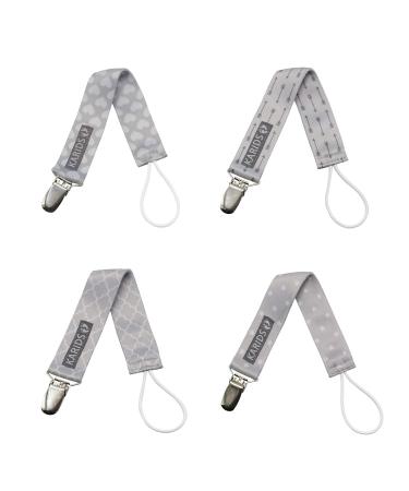 Karids 4er Set Unisex Pacifier Chain - Baby Pacifier Strap for Toddlers | Snug & Stylish Gray Pacifier Bands - Buy Online on GoSupps.com