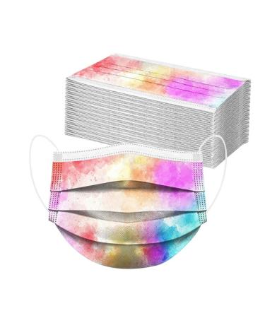 DeaamyGly 50 pieces disposable 3-layer non-woven fabric mouth-nose protection with colorful motif breathable multifunction cloth Neckuch Bandana for adults (A027 50)