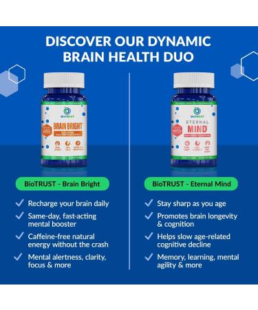 BioTrust Brain Bright Daily Nootropic Boost for Focus Concentration Mental Clarity Caffeine Free Nootropics Brain Support Supplement Thai Ginger Ginkgo Folate L-Theanine 30 Servings - Buy Online on GoSupps.com