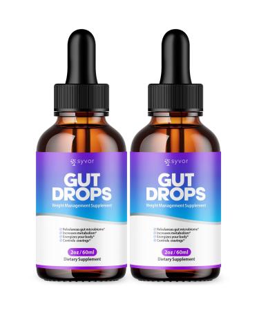 (2 Pack) Gut Drops Official Gut Drops Liquid Supplement Advanced All Natural Vitamin Formula GutDrop Maximum Strength Biome Support for Health and Wellness Support for Men and Women (60 Servings)