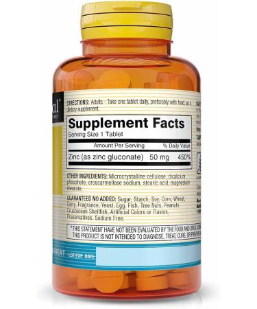 Mason Natural Zinc 50 mg - Immune System Support & Antioxidant Health - 100 Tablets (Pack of 3) - Buy Online on GoSupps.com
