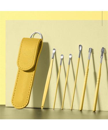 Lsslmk Spring Earwax Cleaner Tool Set - 6Pcs 360 Spiral Design Kit with Electric Face Cleansing Brush - Yellow One Size - Buy Online on GoSupps.com