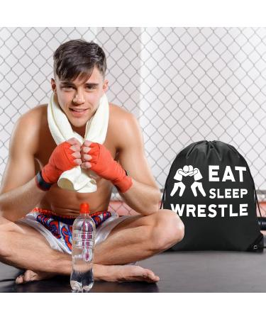 Chunful 6 Pieces Wrestling Sport Pack Cinch Sack Eat Sleep Wrestle Drawstring Backpack Wrestling Bag for Women Men Teens Wrestle Fans Sport Gym - Buy Online on GoSupps.com
