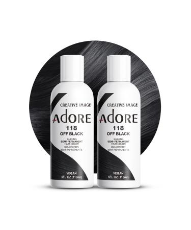Adore Semi Permanent Hair Color - Vegan and Cruelty-Free Hair Dye - 4 Fl Oz - 118 Off Black (Pack of 2) 118 Off Black 4 Fl Oz (Pack of 2)