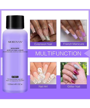 Morovan Monomer Acrylic Nail Liquid Set - 2pcs 4oz+2.5oz with Glass Cup | Professional Acrylic Liquid for Powder Nails - Buy Online on GoSupps.com