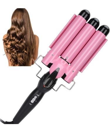 3 Barrel Curling Iron Wand Adjustable Hair Crimpers Hair Styling Tool Hair Curler Waver Crimper for Home and Salon 110V 240V (Pink 28mm) US Plug Pink 28mm - Buy Online on GoSupps.com