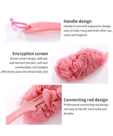 3 Pack Long Handled Shower Body Brush Set with Exfoliating Luffa Bath Sponge - Green - Buy Online on GoSupps.com
