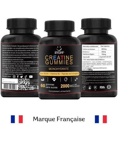 Creatine Monohydrate Gummies 2g/BCAA Pre Workout/Collagen/Vitamin B6/Bodybuilding/Sport/Fitness/Vegan/Gluten Free/Non-GMO/Sugar Free/Natural Red Fruit Flavoring/Women/Men/60 Gums Creatine/30 days - Buy Online on GoSupps.com