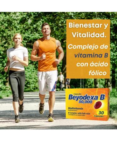 Beyodexa B 50 000 Multivitamin B Complex with Folic Acid - 30 Capsules | Nervous System & Energy Support - Buy Online on GoSupps.com