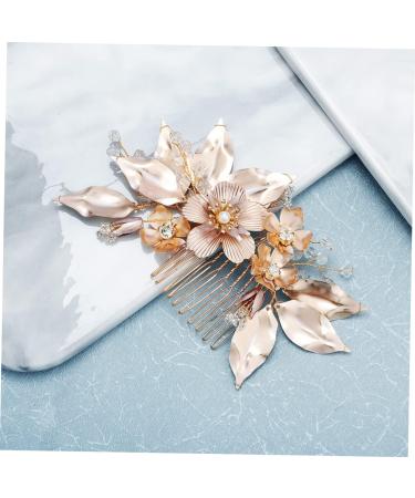 FRCOLOR Golden Flower Hair Comb hair accessories for women wedding hair accessories women hair accessories hair jewels for women Crystal bridal headpiece comb bridal hair accessories alloy - Buy Online on GoSupps.com
