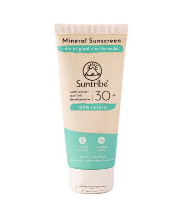Suntribe mineral organic sunscreen LSF 30/100 ml tinted - 100% natural & riffproof nano -free zinc oxide waterproof - winner Beauty Shortlist Awards 2022 - Buy Online on GoSupps.com