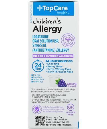 Topco Associates Loratadine Syrup Children's Grape Flavor 4 Ounce - Buy Online on GoSupps.com